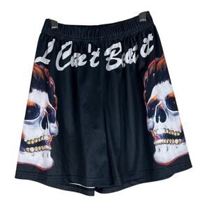 Blush Mark Skull Flame Shorts Womens S Black Gothic Punk Streetwear Alternative